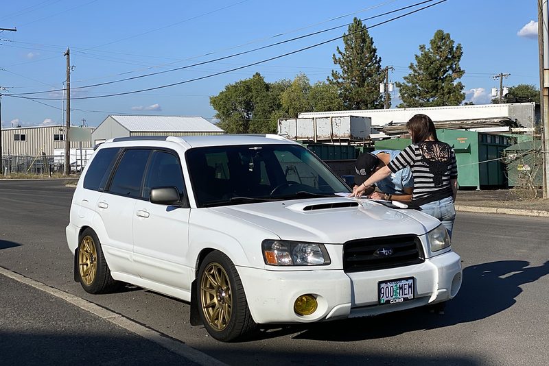 Aaron and Kaila of Farrell's Automotive on a mobile repair call with a Subaru Forester